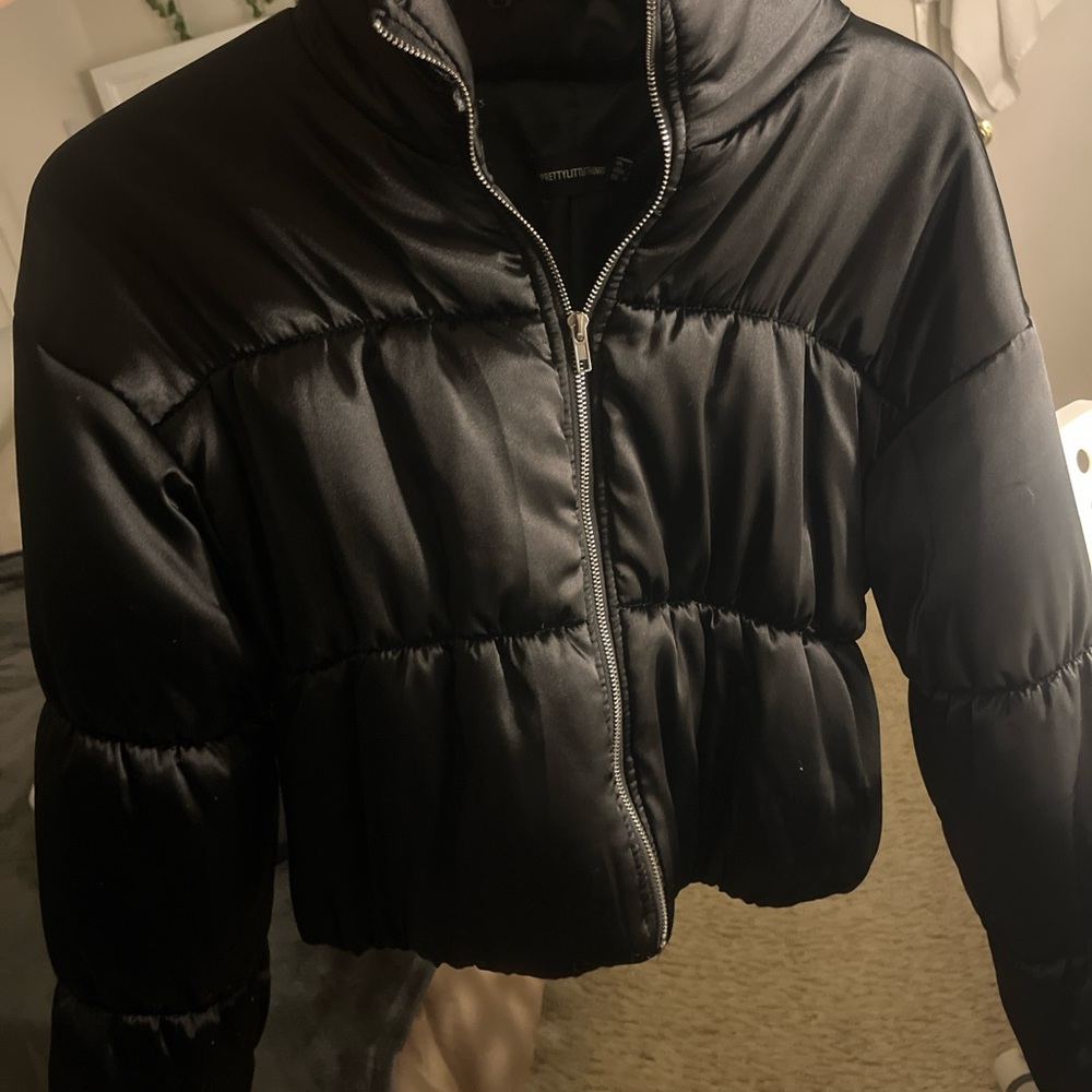 PrettyLittleThing Shiny Black Puffer Jacket